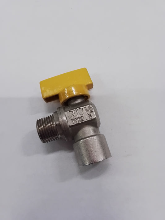 Intermediate passage ball valve, angled