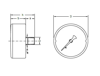 BOURDON TUBE PRESSURE GAUGES, REAR MOUNT