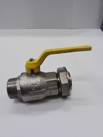 Valvola a sfera con raccordo contatore gas passaggio totale maniglia leva sigillabile alluminio.